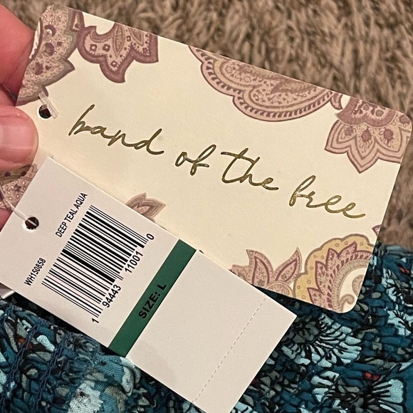 Band of the free nwt ELISE TEAL FLORAL WIDE LEG PANTS - Picture 5 of 12